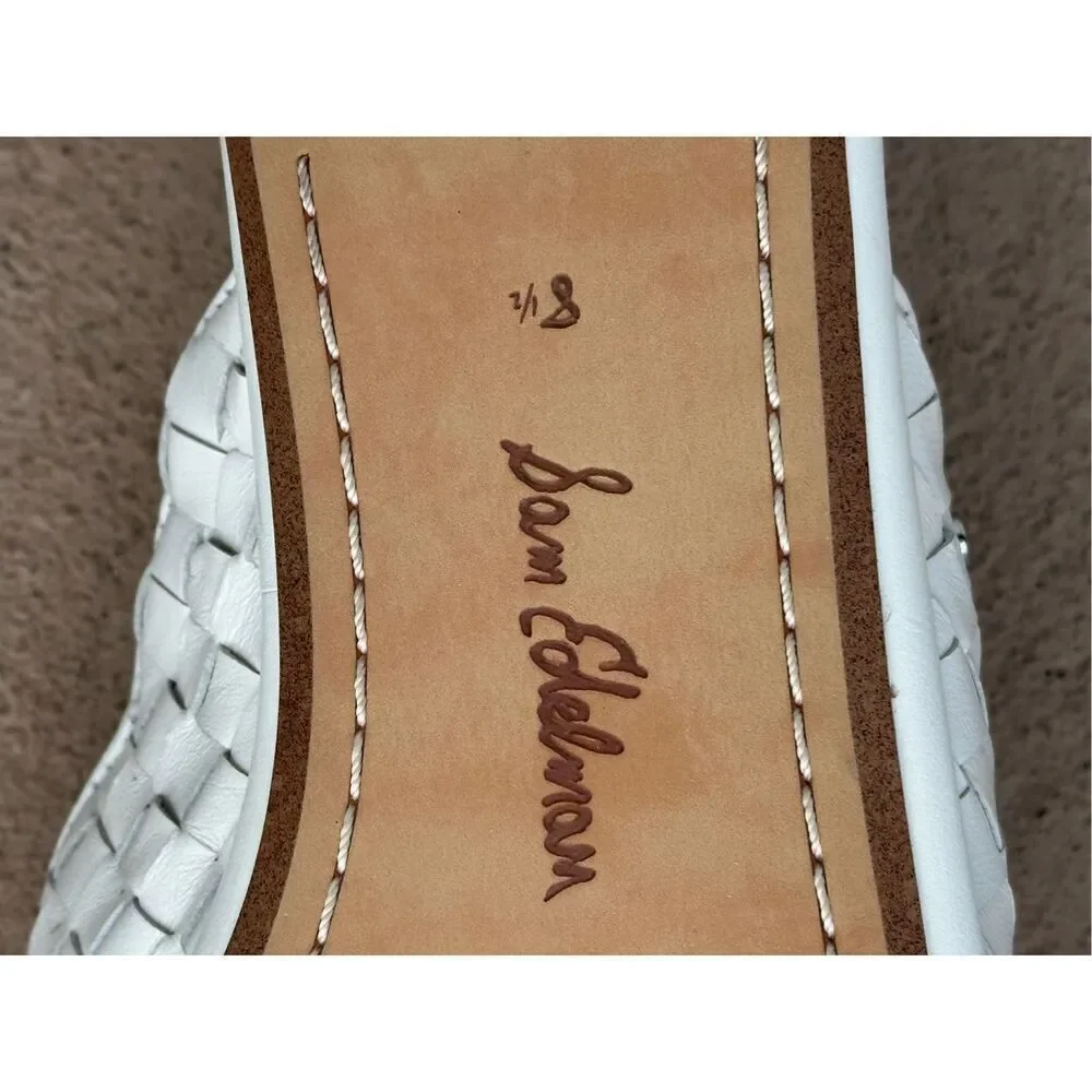 Sam Edelman Katy White Woven Leather Slide Mules Shoes Size 8.5 - Picture 3 of 5